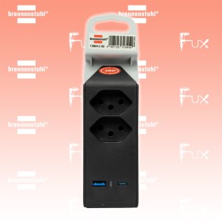 Brennenstuhl cleverLINE Abzweigstecker 2-fach schwarz mit USB Typ-A und Typ-C