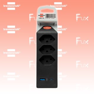 Brennenstuhl cleverLINE Abzweigstecker 3-fach schwarz mit USB Typ-A und USB Typ-C