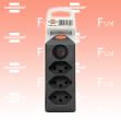 cleverLINE Abzweigstecker 3-fach schwarz mit Schalter, drehbar bis 300°